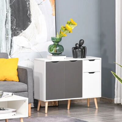 HOMCOM Aparador 3 Puertas y Cajón Blanco y Gris Sideboard HOMCOM Aparador 3 Puertas y Cajón Blanco y Gris Sideboard