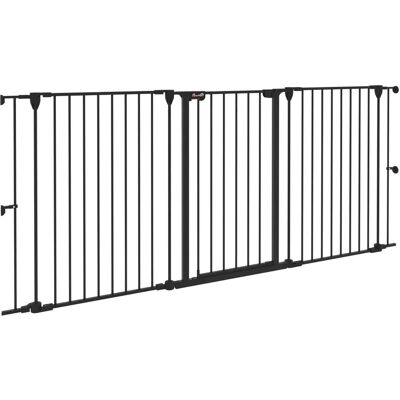 Barra de Seguridad para Perros PawHut - 3 Paneles, Plegable, Negro Barra de Seguridad para Perros PawHut - 3 Paneles, Plegable, Negro