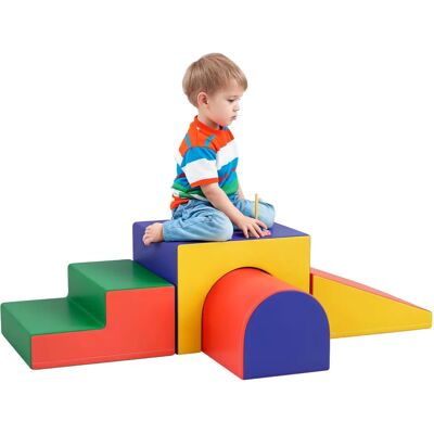 Conjunto de 4 blocos de espuma HOMCOM para crianças 1-3 anos - Desenvolvimento motor precoce Conjunto de 4 blocos de espuma HOMCOM para crianças 1-3 anos - Desenvolvimento motor precoce