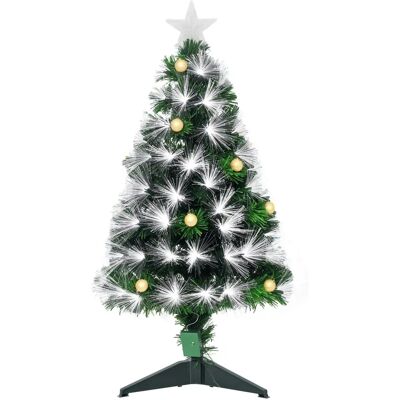 HOMCOM Árbol de Navidad Artificial 90 cm con LED y Fibra Óptica - Árbol de Navidad HOMCOM Árbol de Navidad Artificial 90 cm con LED y Fibra Óptica - Árbol de Navidad