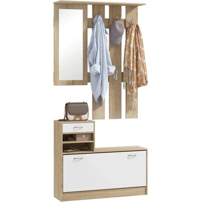 HOMCOM Mueble de Entrada - Espejo Perchero Zapatero HOMCOM Mueble de Entrada - Espejo Perchero Zapatero