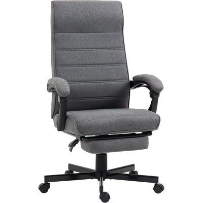 Silla de Oficina Reclinable con Reposapiés Vinsetto - Ergonómica, Ajustable, Gris Silla de Oficina Reclinable con Reposapiés Vinsetto - Ergonómica, Ajustable, Gris