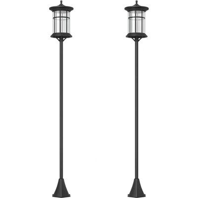 Farolas solares exteriores Outsunny - 2 unidades IP44 negro Farolas solares exteriores Outsunny - 2 unidades IP44 negro