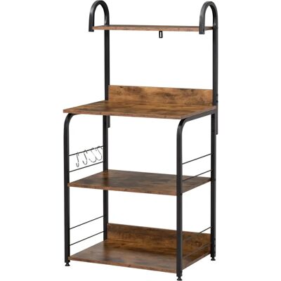 HOMCOM Carrito de microondas - 60x40x125 cm - Marrón rústico - 4 estantes HOMCOM Carrito de microondas - 60x40x125 cm - Marrón rústico - 4 estantes