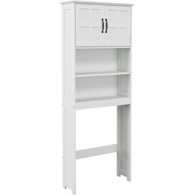 Armario de baño Kleankin con 2 puertas y estantes abiertos - Diseño vertical que ahorra espacio Armario de baño Kleankin con 2 puertas y estantes abiertos - Diseño vertical que ahorra espacio