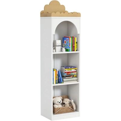 Estante de livros infantil AIYAPLAY - 3 prateleiras, design nuvem, segura, branca Estante de livros infantil AIYAPLAY - 3 prateleiras, design nuvem, segura, branca