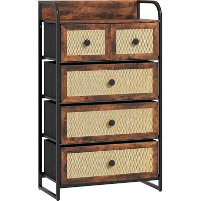 Chester en tissu marron rustique avec fronts en rotin - Solution de rangement - Publicité Chester en tissu marron rustique avec fronts en rotin - Solution de rangement - Publicité