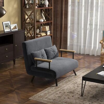 Sofá-Cama HOMCOM com Encosto Ajustável - Cinza Sofá-Cama HOMCOM com Encosto Ajustável - Cinza