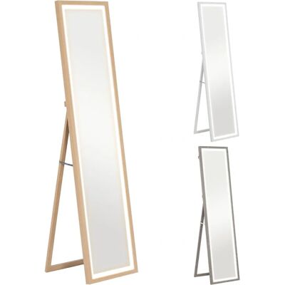 Espejo de cuerpo completo HOMCOM 40x160cm con luz LED y control táctil marrón Espejo de cuerpo completo HOMCOM 40x160cm con luz LED y control táctil marrón
