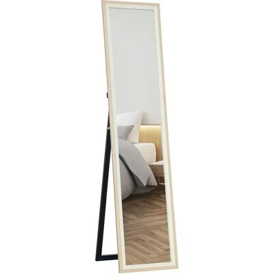 Espejo de cuerpo entero Homcom 157x37 cm - de pie o de pared - Blanco/Natural Espejo de cuerpo entero Homcom 157x37 cm - de pie o de pared - Blanco/Natural