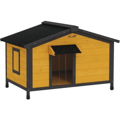 Caseta de perro de madera Pawhut - Techo de asfalto impermeable - 97x72x65 cm Caseta de perro de madera Pawhut - Techo de asfalto impermeable - 97x72x65 cm