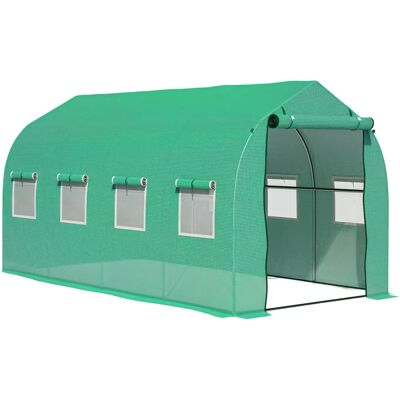 Invernadero Outsunny 4x2x2m túnel con ventanas de malla - Verde Invernadero Outsunny 4x2x2m túnel con ventanas de malla - Verde