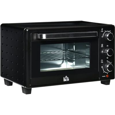 Horno Eléctrico Homcom - 21L, Temp 100-230°C, Temporizador 60min, Negro Horno Eléctrico Homcom - 21L, Temp 100-230°C, Temporizador 60min, Negro