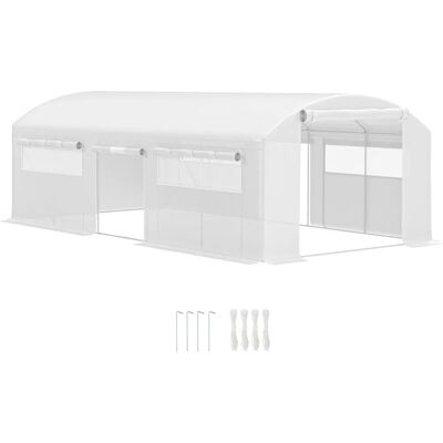 Invernadero Outsunny Blanco 6x3x2m con Ventanas de Malla y Cubierta UV Invernadero Outsunny Blanco 6x3x2m con Ventanas de Malla y Cubierta UV