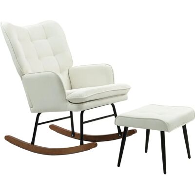 HOMCOM - RockingChair - Crema - Acolchado - Rocking chair HOMCOM - RockingChair - Crema - Acolchado - Rocking chair