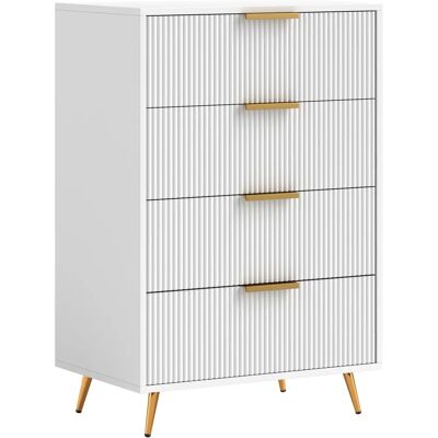 HOMCOM Commode blanche moderne pour chambre - 4 tiroirs, design ondulé - Publicité HOMCOM Commode blanche moderne pour chambre - 4 tiroirs, design ondulé - Publicité