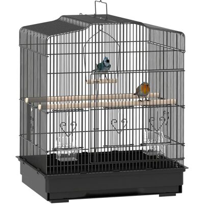 Jaula para Pájaros Pawhut - 46,5x36x59 cm con Bandeja Extraíble - Negro Jaula para Pájaros Pawhut - 46,5x36x59 cm con Bandeja Extraíble - Negro