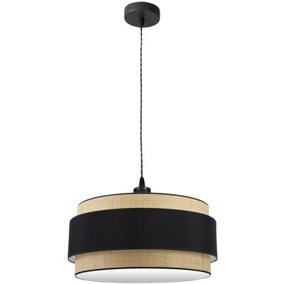 Fabrilamp Kandy Pendelleuchte - Verstellbar, Schwarz & Natur Fabrilamp Kandy Pendelleuchte - Verstellbar, Schwarz & Natur