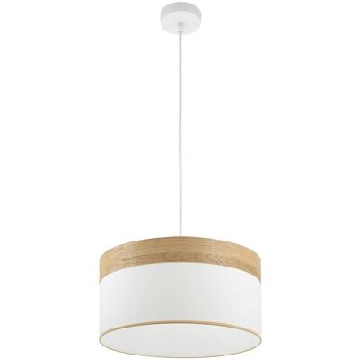 Suspension Cloe de Fabrilamp - Design moderne Blanc/Bois Clair - Publicité Suspension Cloe de Fabrilamp - Design moderne Blanc/Bois Clair - Publicité