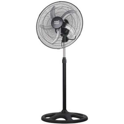 Fabrilamp - Ventilador de Pie Reforzado Negro 3 Vel. 75W 5 Aspas Aluminio Plata Giro 360 - Ventilador Fabrilamp - Ventilador de Pie Reforzado Negro 3 Vel. 75W 5 Aspas Aluminio Plata Giro 360 - Ventilador