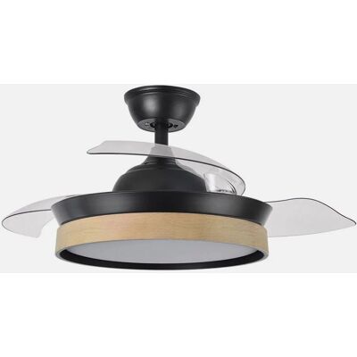 Ventilador de Techo Iglu de Fabrilamp - Control Remoto, 72W LED, Negro/Haya Ventilador de Techo Iglu de Fabrilamp - Control Remoto, 72W LED, Negro/Haya