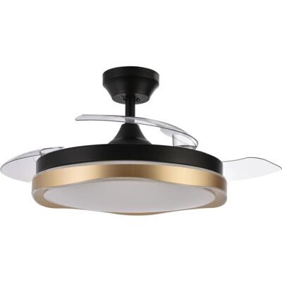 Ventilador de techo Fabrilamp con luz - Negro y Oro, 6 velocidades Ventilador de techo Fabrilamp con luz - Negro y Oro, 6 velocidades