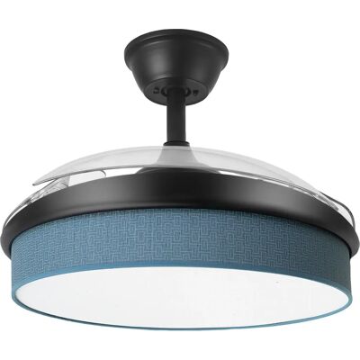 Ventilateur de plafond Fabrilamp Moda Noir, Bleu, Transparent - Ventilateur Moderne avec LED et Télécommande Ventilateur de plafond Fabrilamp Moda Noir, Bleu, Transparent - Ventilateur Moderne avec LED et Télécommande