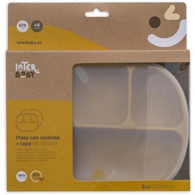 Piattino in Silicone Senza BPA per Bambini con Ventosa e Coperchio - Terra Ocr Piattino in Silicone Senza BPA per Bambini con Ventosa e Coperchio - Terra Ocr