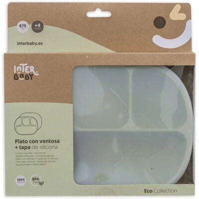 Piatto in Silicone Interbaby Insi008 con Coperchio e Ventosa - Posate per Bambini Piatto in Silicone Interbaby Insi008 con Coperchio e Ventosa - Posate per Bambini