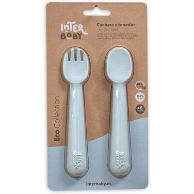Interbaby SI009-73 Modré Silikonové Dětské Příbory - Baby Utensils Interbaby SI009-73 Modré Silikonové Dětské Příbory - Baby Utensils