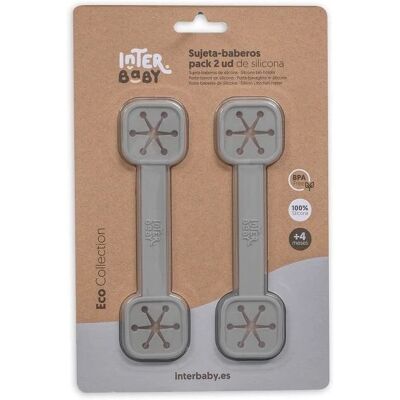 Interbaby Slabhaakjes - Set van 2 in Grijs Siliconen Interbaby Slabhaakjes - Set van 2 in Grijs Siliconen