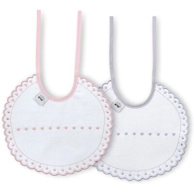 Babero para bebé - Algodón 100% Gris Rosa Babero para bebé - Algodón 100% Gris Rosa