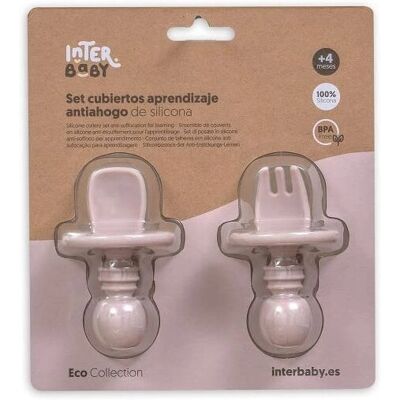 Ensemble de Couverts Interbaby - Silicone Rose Anti-étouffement - Apprentissage bébé Ensemble de Couverts Interbaby - Silicone Rose Anti-étouffement - Apprentissage bébé