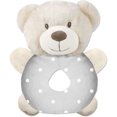 INTERBABY Grijze Pluche Teddy met Rammelaar - Teddy Bear INTERBABY Grijze Pluche Teddy met Rammelaar - Teddy Bear