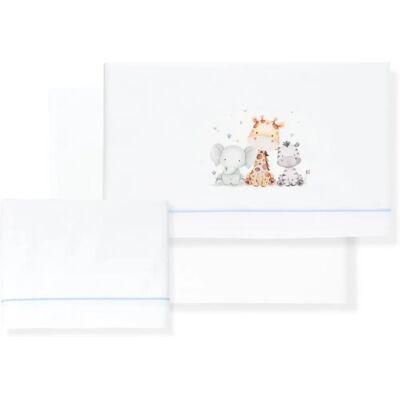 Ropa de Cuna - Sábana ajustable 100% algodón y funda de almohada Ropa de Cuna - Sábana ajustable 100% algodón y funda de almohada