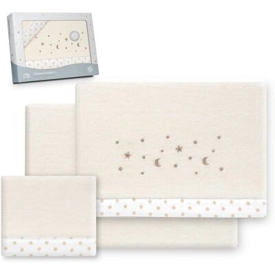 Ensemble de draps 3 pièces bébé - Beige Ensemble de draps 3 pièces bébé - Beige