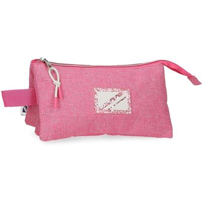 Pepe Jeans Luna Różowa - Unisex piórnik z 3 przegródkami - 22x12x5cm Pepe Jeans Luna Różowa - Unisex piórnik z 3 przegródkami - 22x12x5cm