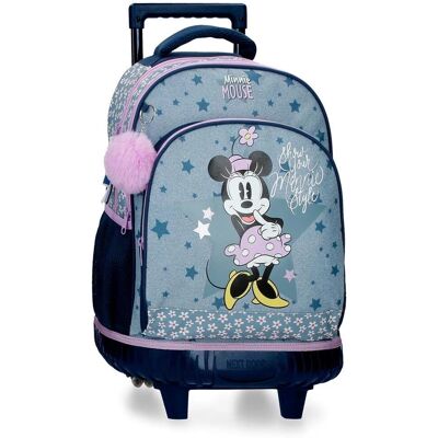Sac à dos à roulettes Minnie Bleu 32x43x21cm - Publicité Sac à dos à roulettes Minnie Bleu 32x43x21cm - Publicité