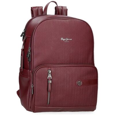 Pepe Jeans Unisex 15" Computer Backpack - Casual Polyester Burgundy Pepe Jeans Unisex 15" Computer Backpack - Casual Polyester Burgundy