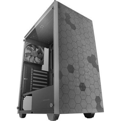 Gabinete PC Mars Gaming MC-Q3 Cinza com Painel lateral de vidro temperado Gabinete PC Mars Gaming MC-Q3 Cinza com Painel lateral de vidro temperado