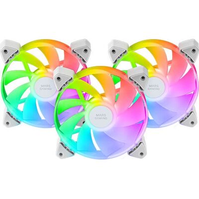 Mars Gaming MF-3AR Weiße 3x 120mm ARGB Lüfter - PC Gehäuselüfter Mars Gaming MF-3AR Weiße 3x 120mm ARGB Lüfter - PC Gehäuselüfter