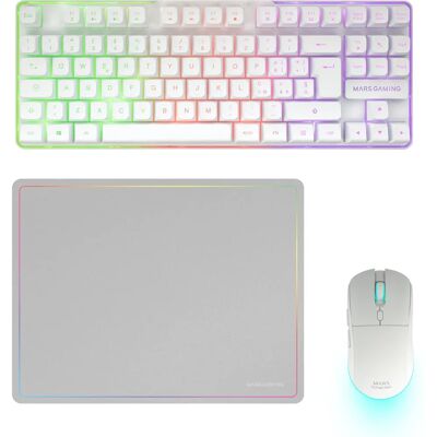 Set tastiera e mouse wireless Mars Gaming MCPWTKLWIT - Bianco Italiano Set tastiera e mouse wireless Mars Gaming MCPWTKLWIT - Bianco Italiano