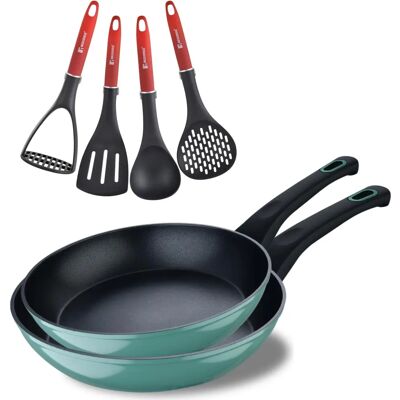 Bergner 6-teiliges Kochgeschirr-Set - Rot, Schwarz - Emailliertes Stahl Bergner 6-teiliges Kochgeschirr-Set - Rot, Schwarz - Emailliertes Stahl