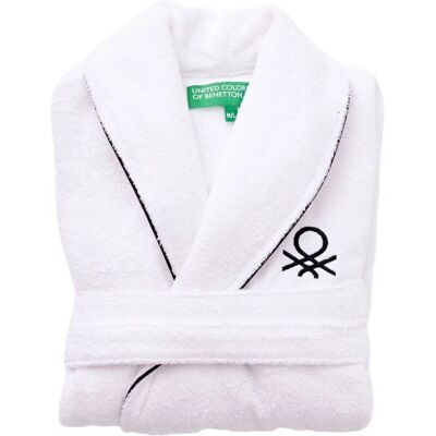 Benetton M/L Accappatoio in cotone bianco logo ricamato Benetton M/L Accappatoio in cotone bianco logo ricamato