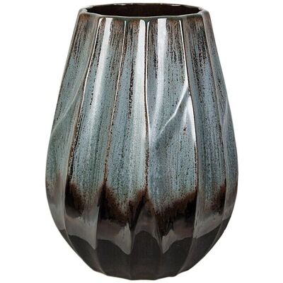 Vase Romimex Bleu Noir - Décoration en Céramique Ovale - Vase pour la Maison - Publicité Vase Romimex Bleu Noir - Décoration en Céramique Ovale - Vase pour la Maison - Publicité