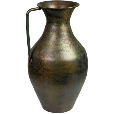 Vase Romimex Antique Marron Métal - 22x39x22 cm avec poignée - Publicité Vase Romimex Antique Marron Métal - 22x39x22 cm avec poignée - Publicité