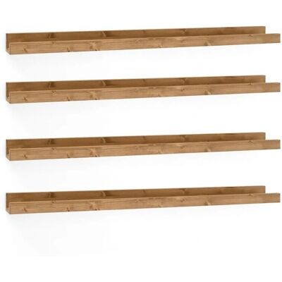 Decowood - Étagères Flottantes en Bois de Pin Naturel Ton Chêne Foncé - 100cm - Publicité Decowood - Étagères Flottantes en Bois de Pin Naturel Ton Chêne Foncé - 100cm - Publicité