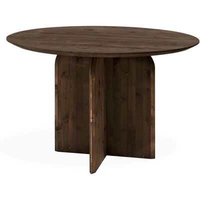 Decowood Tokyo - Mesa de comedor redonda de madera de abeto maciza de 110cm - nogal Decowood Tokyo - Mesa de comedor redonda de madera de abeto maciza de 110cm - nogal