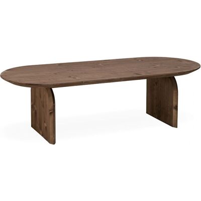 Mesa de centro ovalada de madera maciza de abeto en nogal - 100x35cm Mesa de centro ovalada de madera maciza de abeto en nogal - 100x35cm