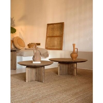 Mesa de Centro Redonda Decowood Bloom - Madera Natural Mesa de Centro Redonda Decowood Bloom - Madera Natural